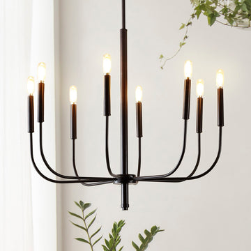 Amoros 27.25" Modern Mid-Century Iron LED Chandelier - JONATHAN Y